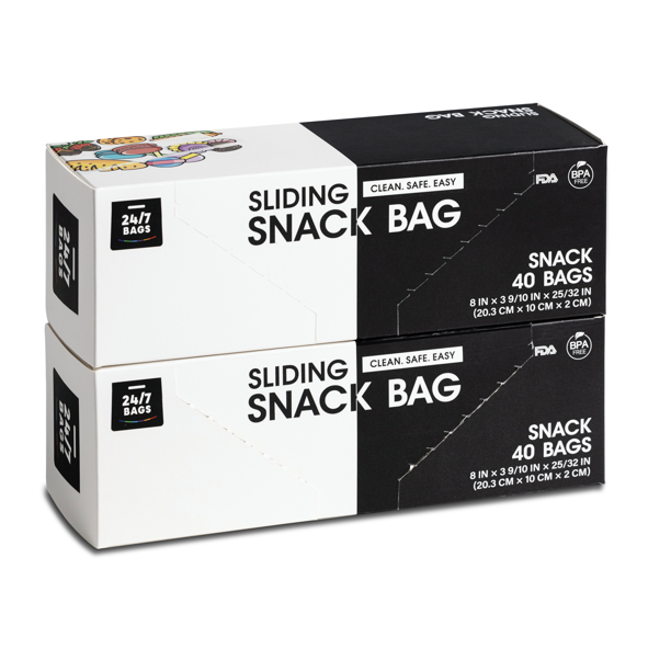 24/7 Bags Slider Storage Bags, Snack Size with Expandable Bottom, 80