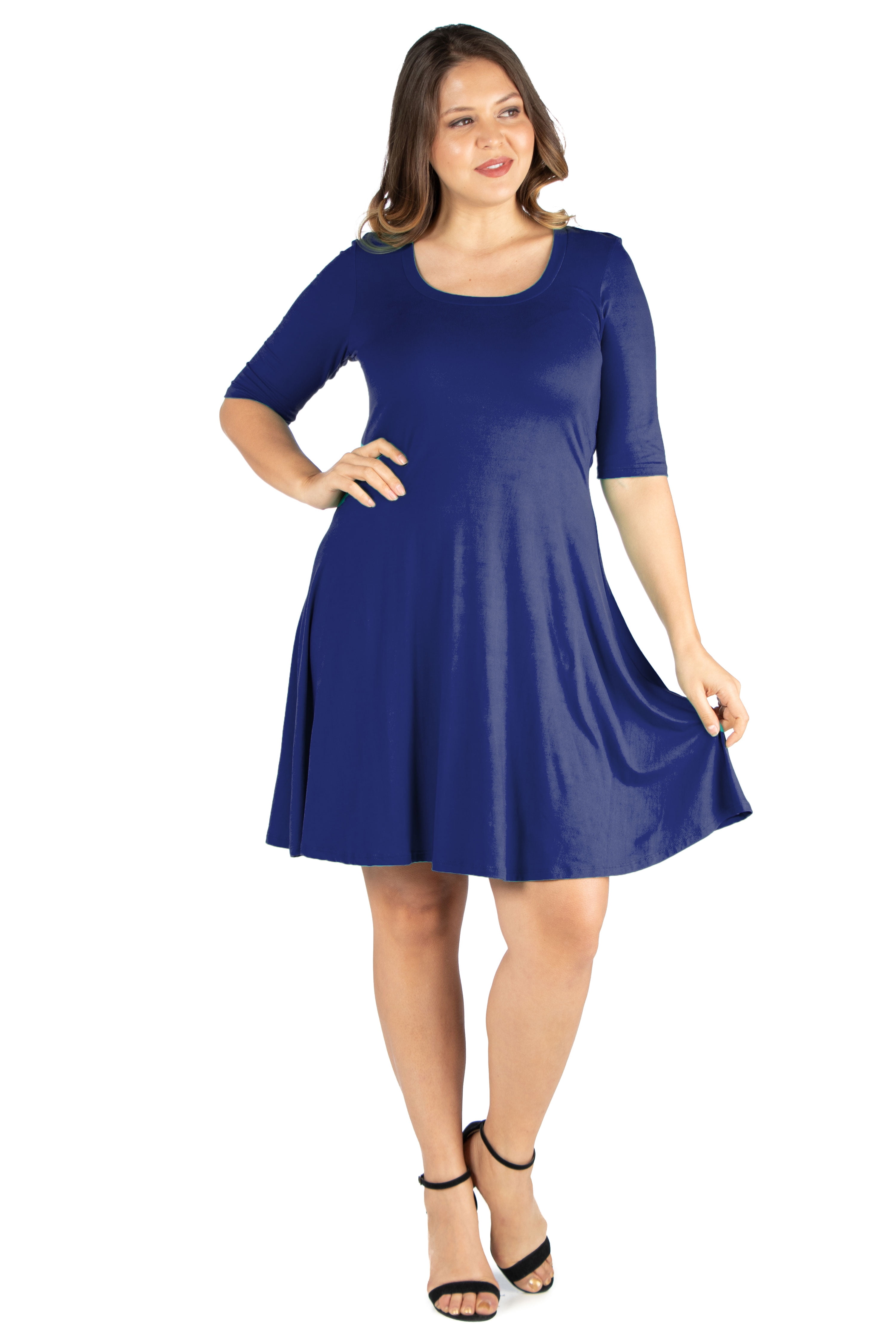24/7 Comfort Appare Elbow Sleeve Knee Length Dress