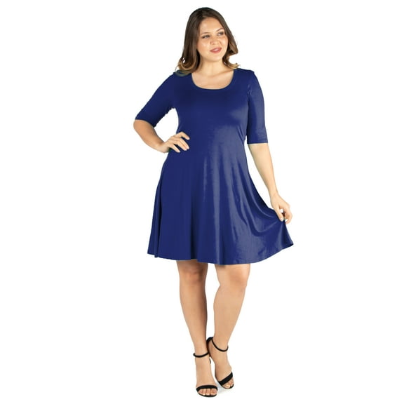 24/7 Comfort Appare Elbow Sleeve Knee Length Dress