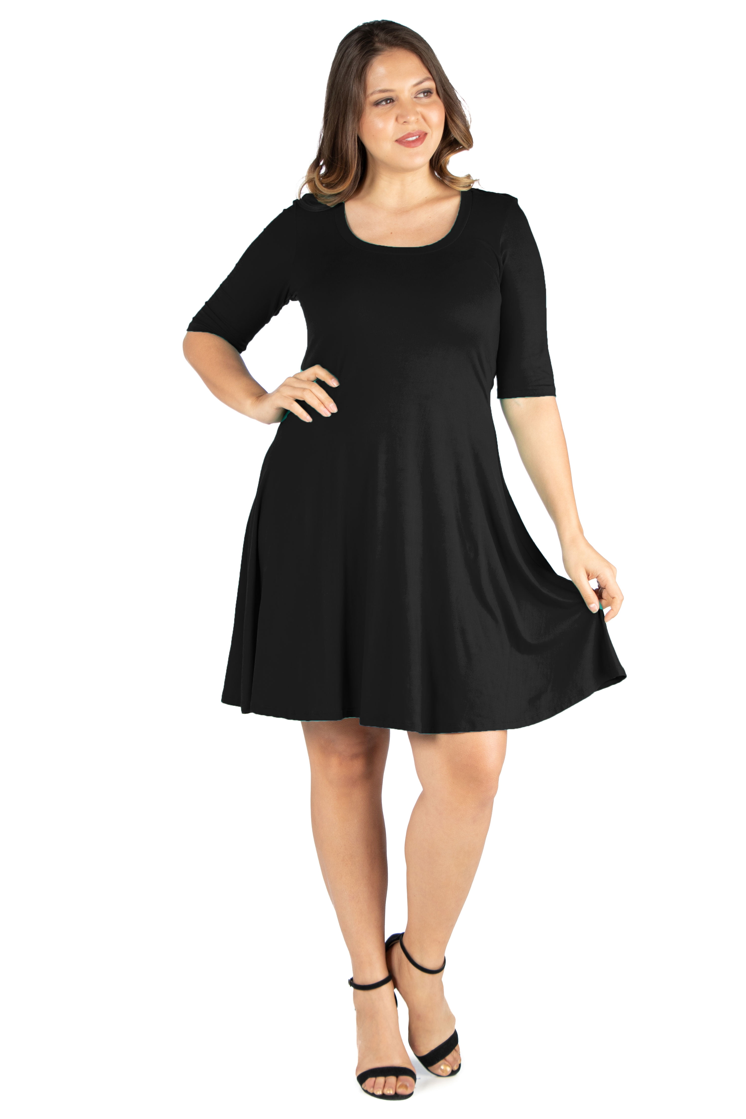 24/7 Comfort Appare Elbow Sleeve Knee Length Dress