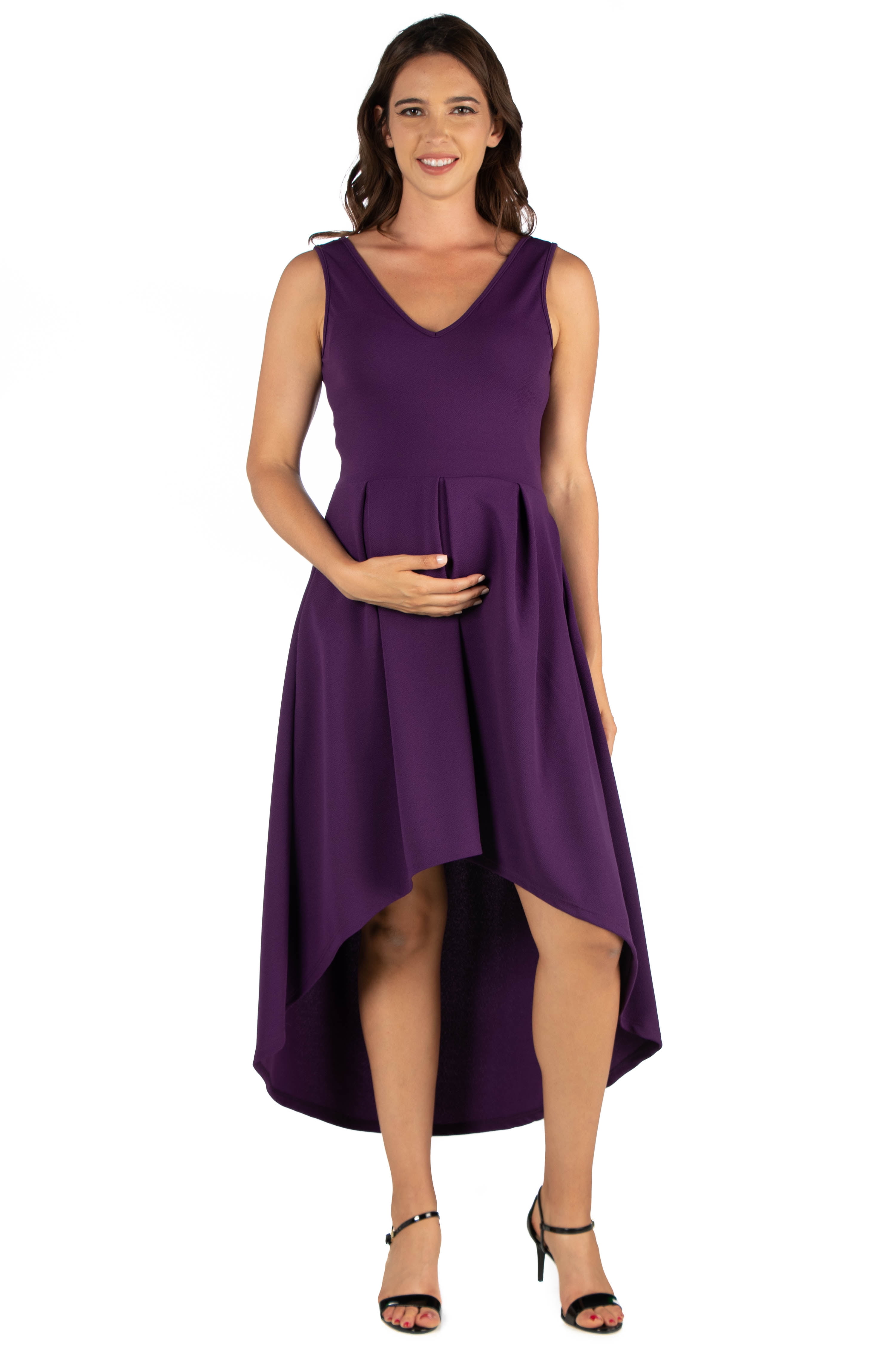 24/7 Comfort Apparel High Low Maternity Party Dress with Pockets -  Walmart.com