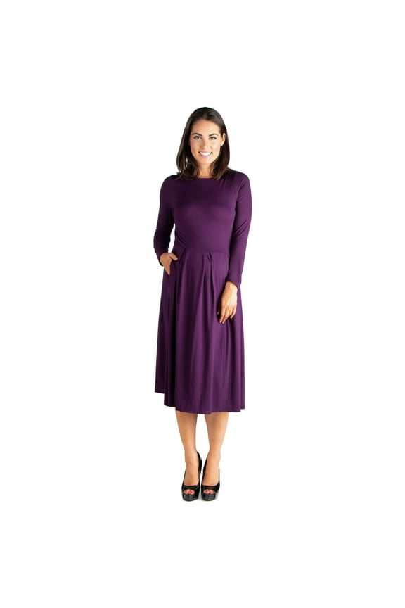 Long Sleeve Fit and Flare Maternity Midi Dress