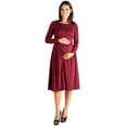 thumbnail image 1 of 24/7 Comfort Apparel Long Sleeve Fit and Flare Maternity Midi Dress, 1 of 2