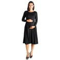thumbnail image 1 of 24/7 Comfort Apparel Long Sleeve Fit and Flare Maternity Midi Dress, 1 of 3