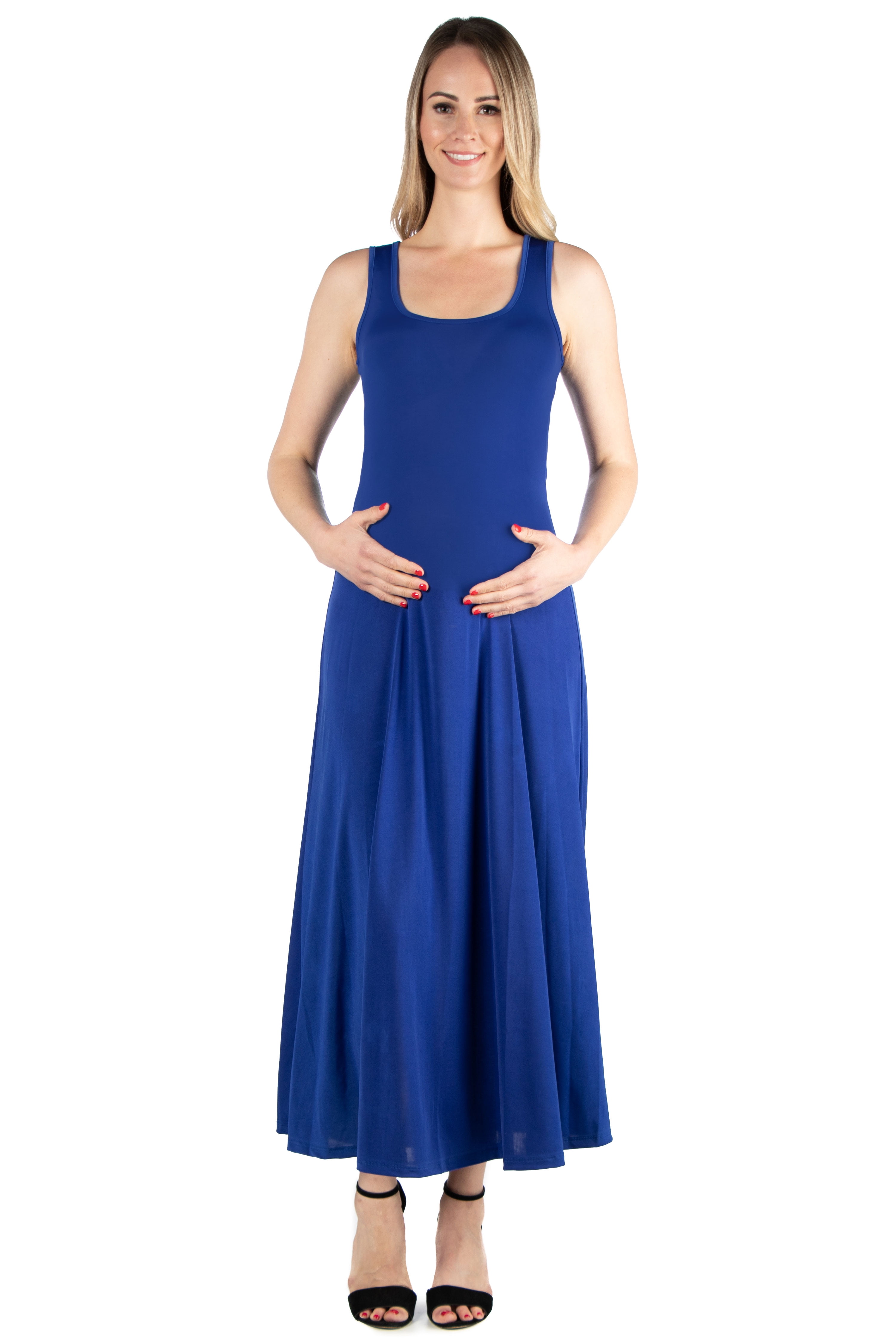 A Line Maternity Tank Maxi Dress - Sleeveless Summer Maternity Dress -  Walmart.com