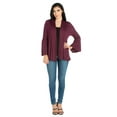 thumbnail image 1 of 24/7 Comfort Apparel Women's Bell Sleeve Flared Open Front Cardigan, 1 of 4