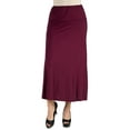 thumbnail image 1 of 24/7 Comfort Apparel Women's Elastic Waist Solid Color Maxi Skirt, 1 of 1