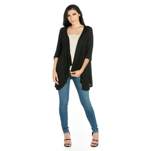24/7 Comfort Apparel Women's Elbow Length Sleeve Open Cardigan
