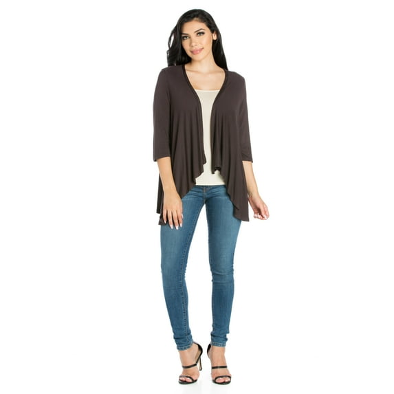 24/7 Comfort Apparel Women's Elbow Length Sleeve Open Cardigan