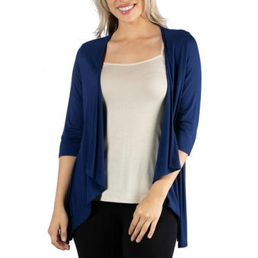 24/7 Comfort Apparel Women's Elbow Length Sleeve Open Cardigan