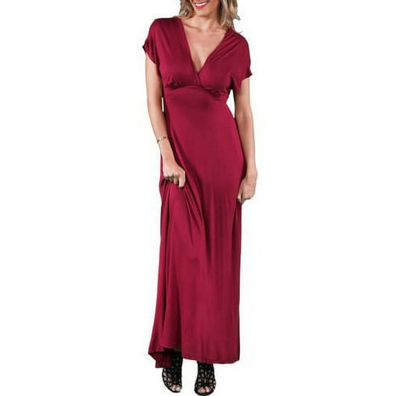 24/7 Comfort Apparel Women's Faux Wrap Maxi Dress