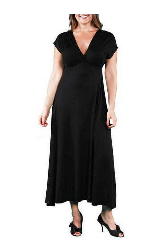 Women's Faux Wrap V-Neck Short Sleeve, Plus Size 2XL Maxi Dress