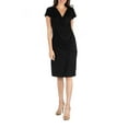 thumbnail image 1 of 24/7 Comfort Apparel Women's Faux Wrapover Dress with Cap Sleeves, 1 of 4