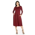 thumbnail image 1 of 24/7 Comfort Apparel Women's Long Sleeve Fit and Flare Midi Dress, 1 of 4