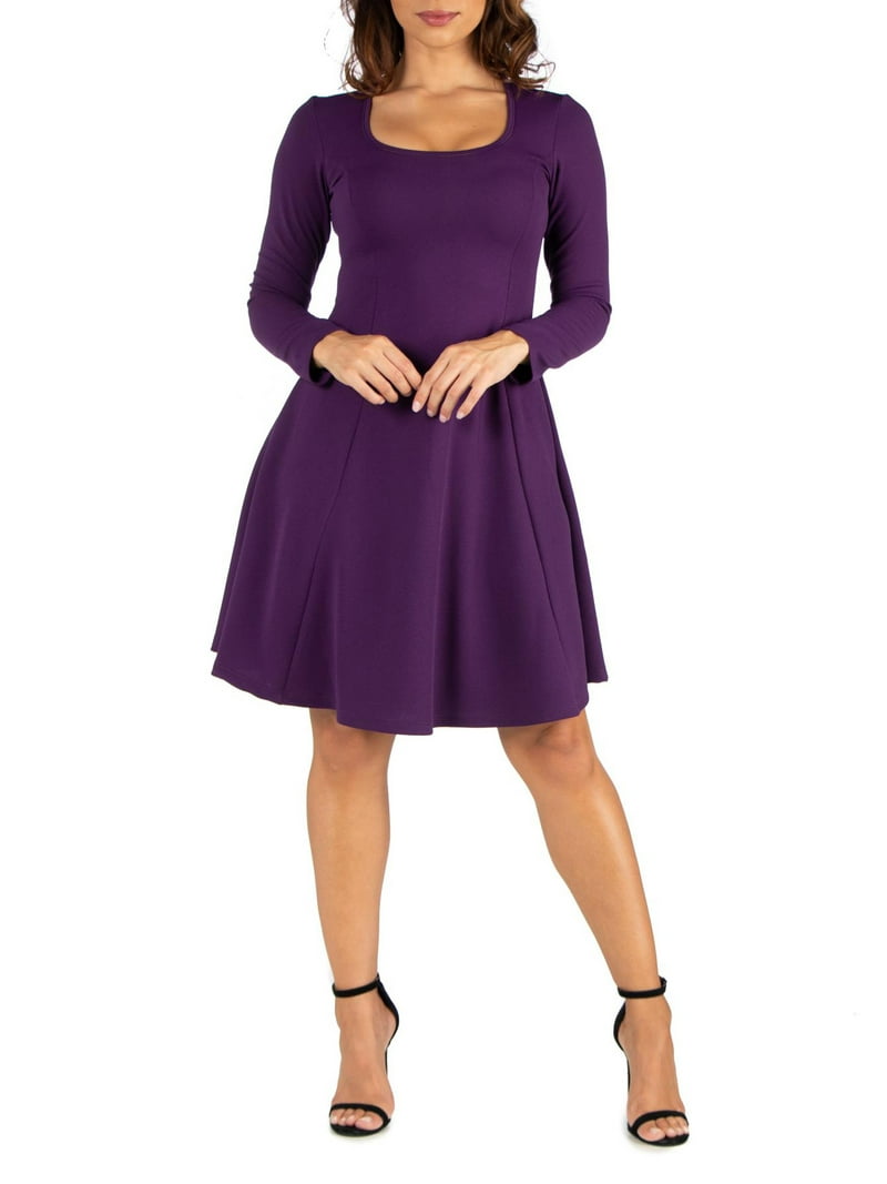24/7 Comfort Apparel Women's Long Sleeve Knee Length Skater