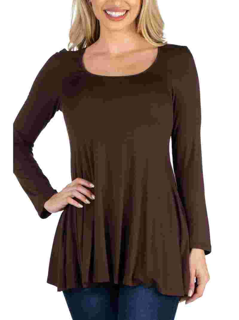 Comfort Apparel women's Long Sleeve Tunic Top - Flared Swing Comfort Apparel women's Long Sleeve Tunic Top - Flared Swing