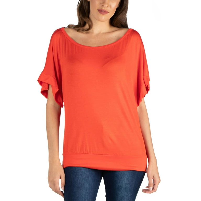 24/7 Comfort Apparel Women's Loose Fit Dolman Top with Wide Sleeves