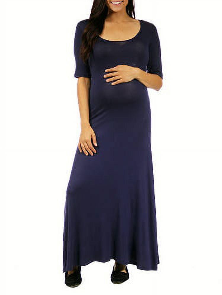 24-7 Comfort Apparel Women's Maternity Elbow Maxi Dress
