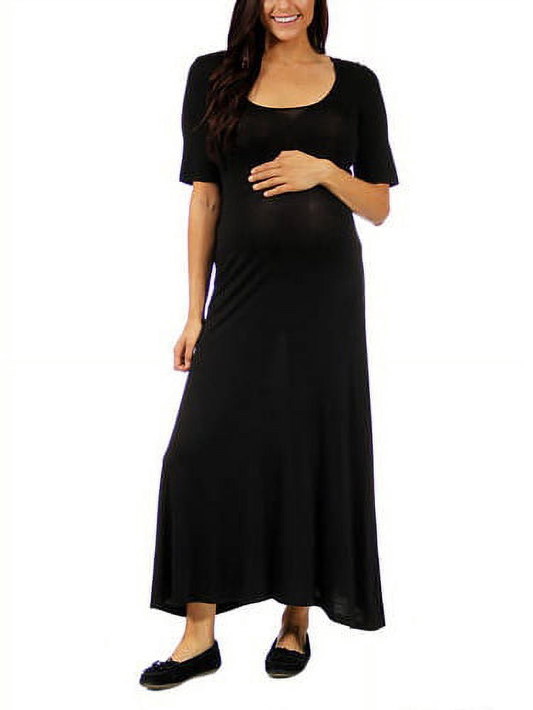 24-7 Comfort Apparel Women's Maternity Elbow Maxi Dress