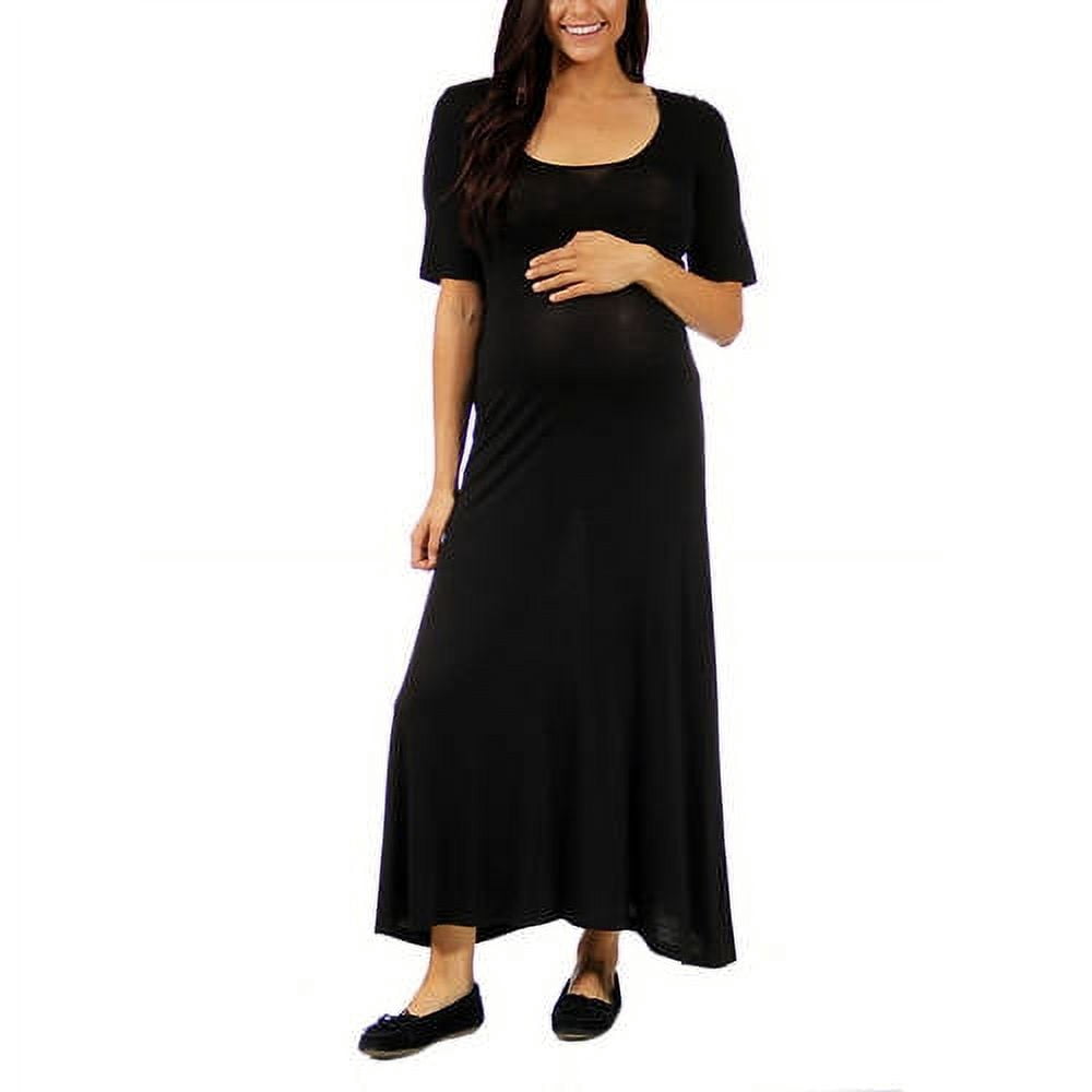 24-7 Comfort Apparel Women's Maternity Elbow Maxi Dress