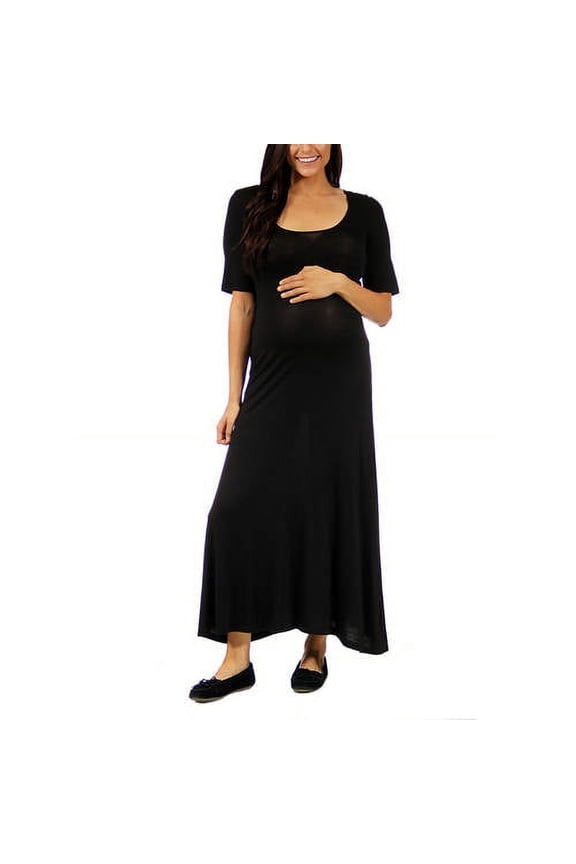 24-7 Comfort Apparel Women's Maternity Elbow Maxi Dress