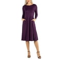thumbnail image 1 of 24/7 Comfort Apparel Women's Midi Length Fit N Flare Pocket Dress, 1 of 4