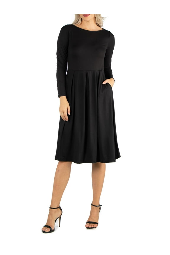 Women's Midi Length Fit N Flare Pocket Dress