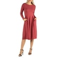 thumbnail image 1 of 24/7 Comfort Apparel Women's Midi Length Fit N Flare Pocket Dress, 1 of 4