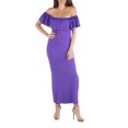 thumbnail image 1 of 24/7 Comfort Apparel Women's Off Shoulder Ruffle Detail Maxi Dress, 1 of 4