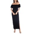 thumbnail image 1 of 24/7 Comfort Apparel Women's Off Shoulder Ruffle Detail Maxi Dress, 1 of 4
