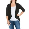 thumbnail image 1 of 24/7 Comfort Apparel Women's Plus Size Elbow Length Sleeve Open Cardigan, 1 of 4