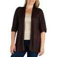 thumbnail image 1 of 24/7 Comfort Apparel Women's Plus Size Elbow Length Sleeve Open Front Cardigan, 1 of 4