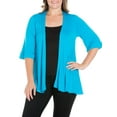 thumbnail image 1 of 24/7 Comfort Apparel Women's Plus Size Elbow Length Sleeve Open Front Cardigan, 1 of 4