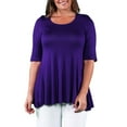 thumbnail image 1 of 24/7 Comfort Apparel Women's Plus Size Elbow Sleeve Tunic Top, 1 of 4