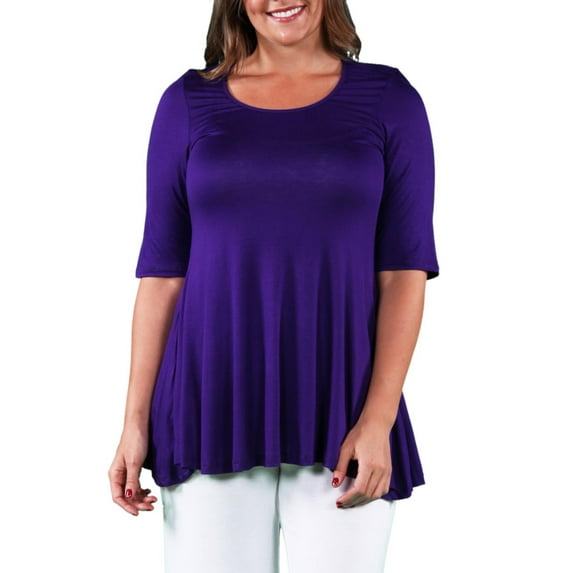 24/7 Comfort Apparel Women's Plus Size Elbow Sleeve Tunic Top