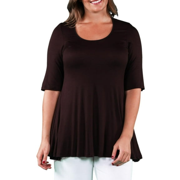 24/7 Comfort Apparel Women's Plus Size Elbow Sleeve Tunic Top
