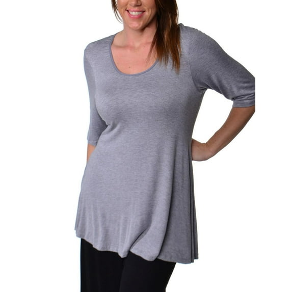 24/7 Comfort Apparel Women's Plus Size Elbow Sleeve Tunic Top