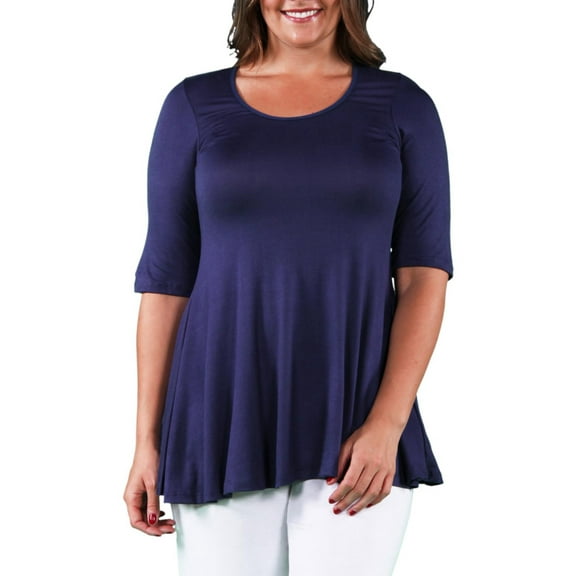 24/7 Comfort Apparel Women's Plus Size Elbow Sleeve Tunic Top