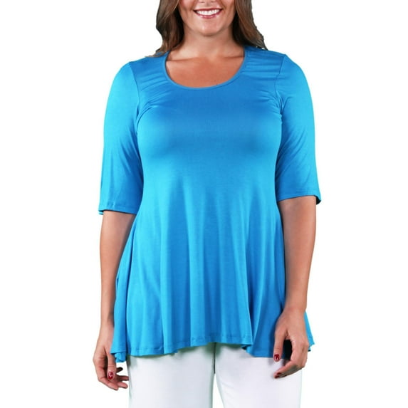 24/7 Comfort Apparel Women's Plus Size Elbow Sleeve Tunic Top