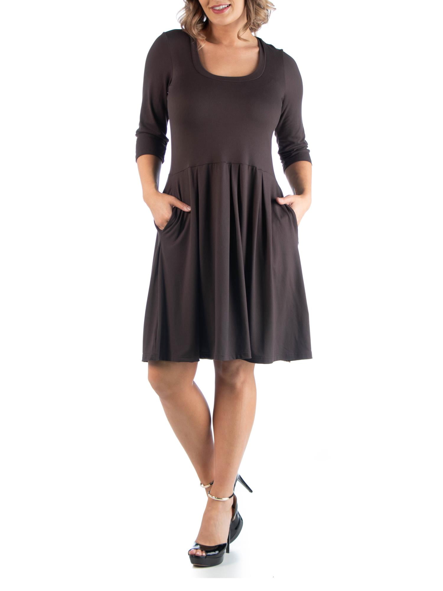 24/7 Comfort Apparel Women's Plus Size Fit and Flare Dress 24/7 Comfort Apparel Women's Plus Size Fit and Flare Dress