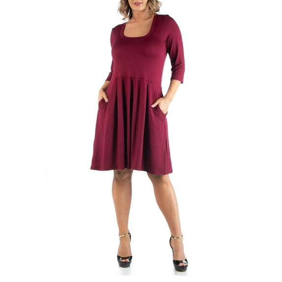 24/7 Comfort Apparel Women's Plus Size Fit and Flare Dress