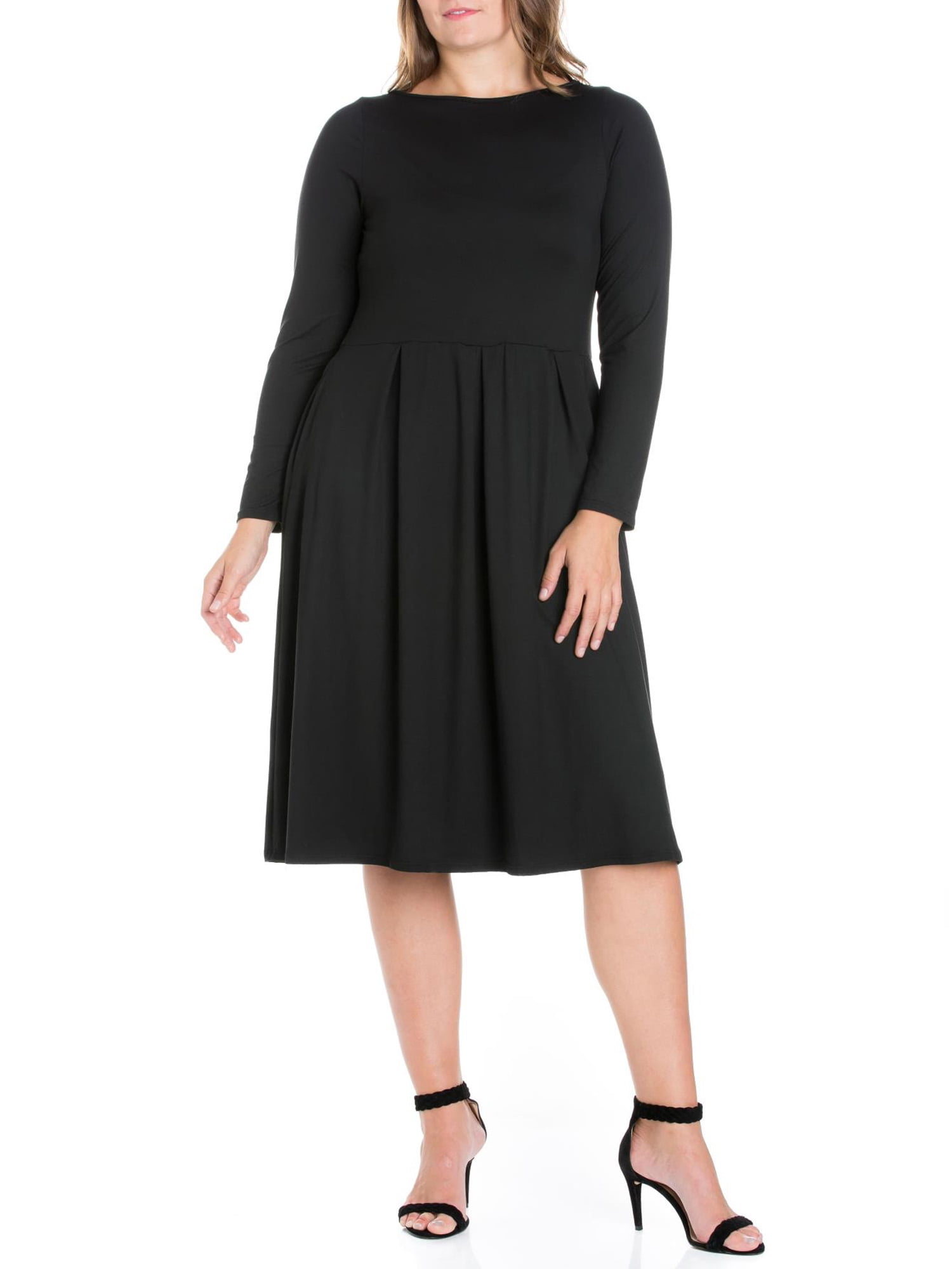 size 24 fit and flare dresses 24seven Comfort Women's Apparel Maternity Three Quarter Sleeve Fit and Flare Dress - Green Multi