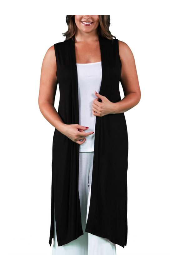 Women's Plus Size Long Sleeveless Cardigan Vest