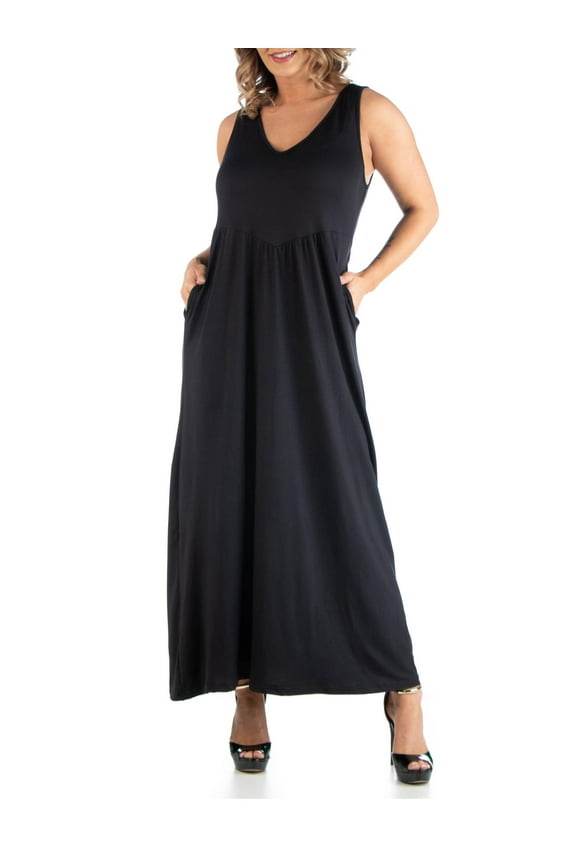 Women's Plus Size Maxi Sleeveless Dress with Pockets