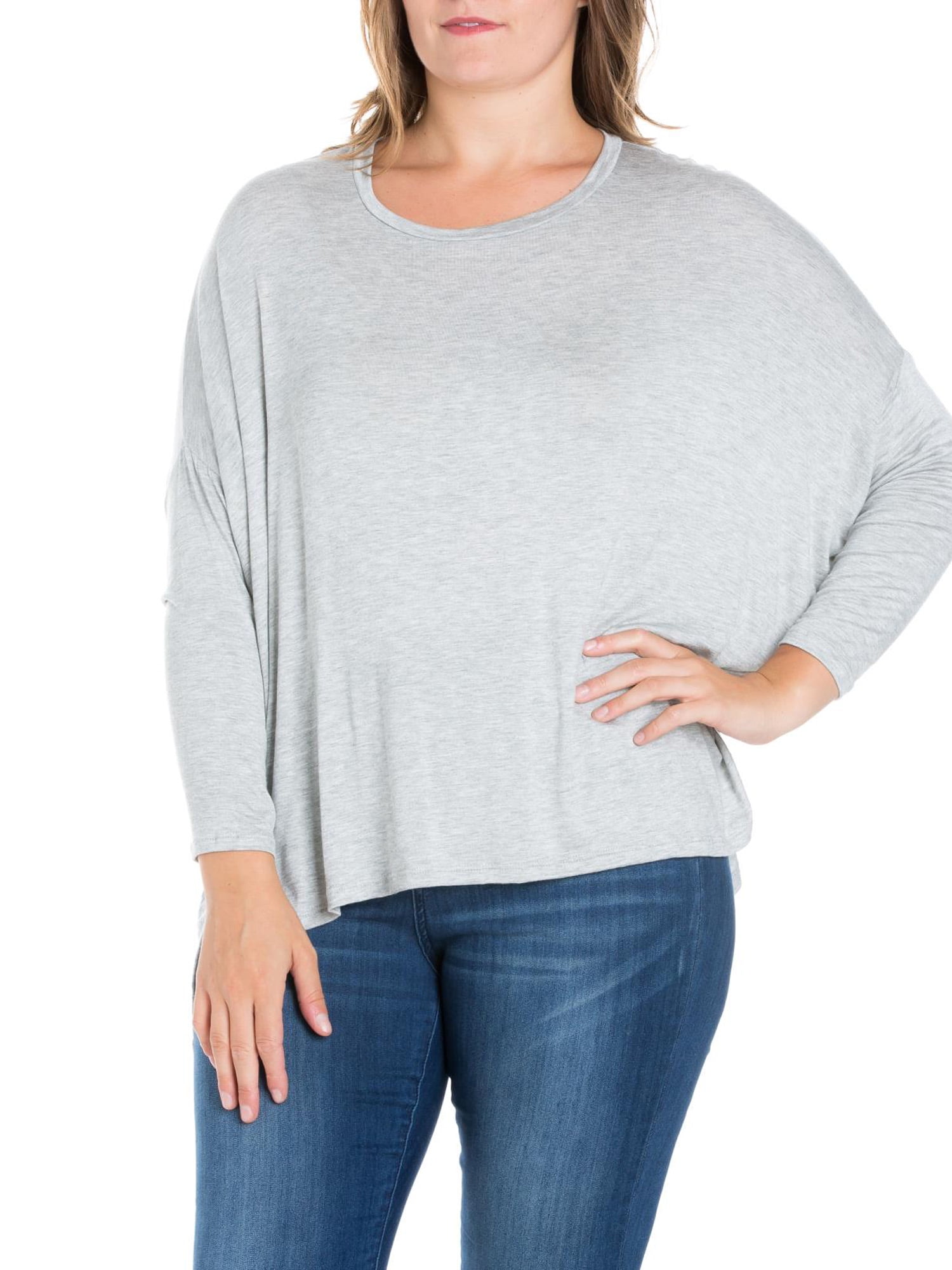 24/7 Comfort Apparel Women's Plus Size Oversized Long Sleeve Dolman Top