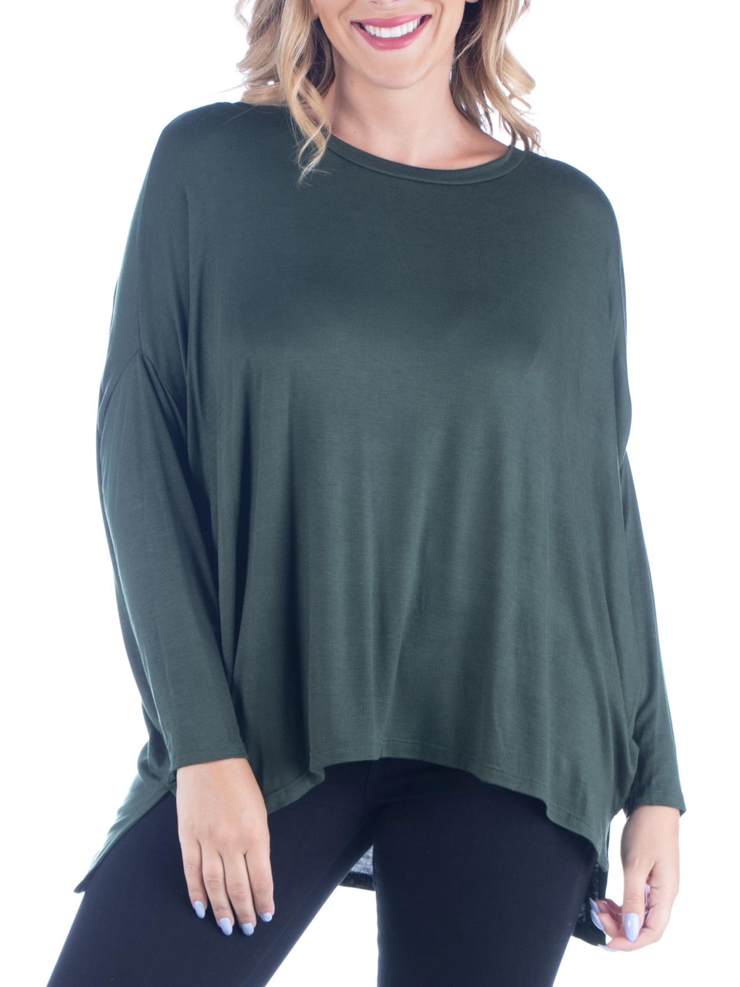 24/7 Comfort Apparel Women's Plus Size Oversized Long Sleeve Dolman Top