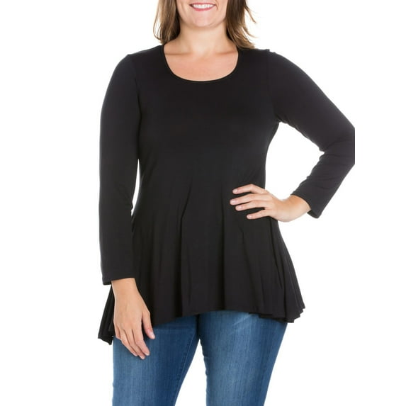 24/7 Comfort Apparel Women's Plus Size Poised Long Sleeve Swing Tunic Top