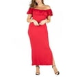 thumbnail image 1 of 24/7 Comfort Apparel Women's Plus Size Ruffle Off The Shoulder Maxi Dress, 1 of 4