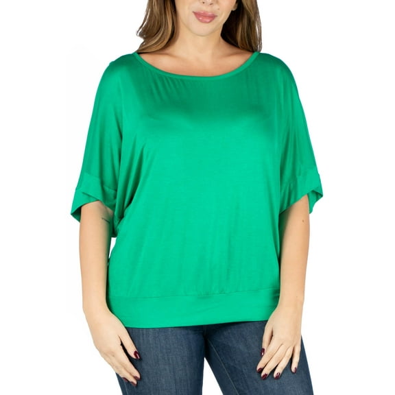 24/7 Comfort Apparel Women's Plus Size Short Sleeve Loose Fitting Dolman Top