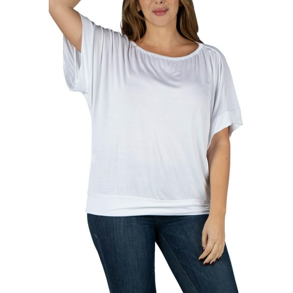 24/7 Comfort Apparel Women's Plus Size Short Sleeve Loose Fitting Dolman Top